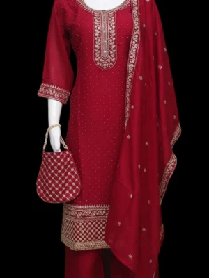 Crimson Pink Silk Blend Salwar Set