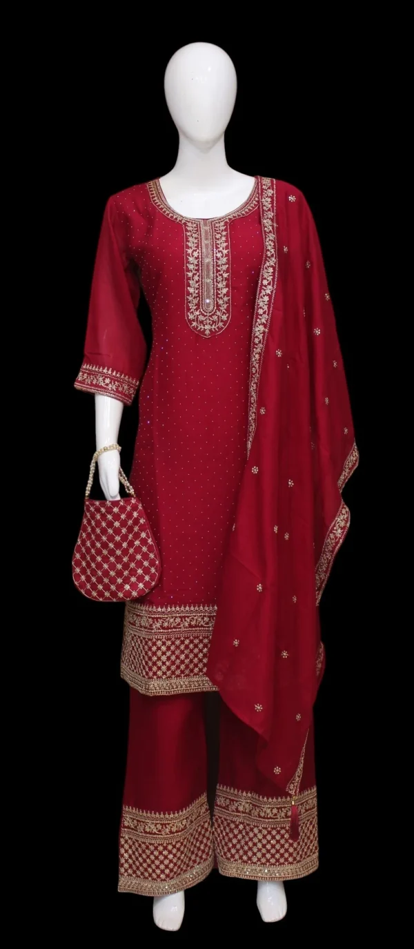 Crimson Pink Silk Blend Salwar Set