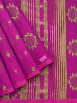 Pure Handloom Kovai Cotton Sarees In Deep Pink Shade