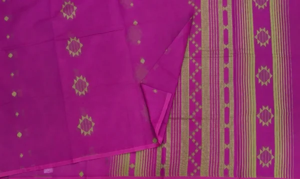 Pure Handloom Kovai Cotton Sarees In Deep Pink Shade