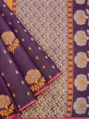 Pure Handloom Kovai Cotton Saree in Deep Royal Purple