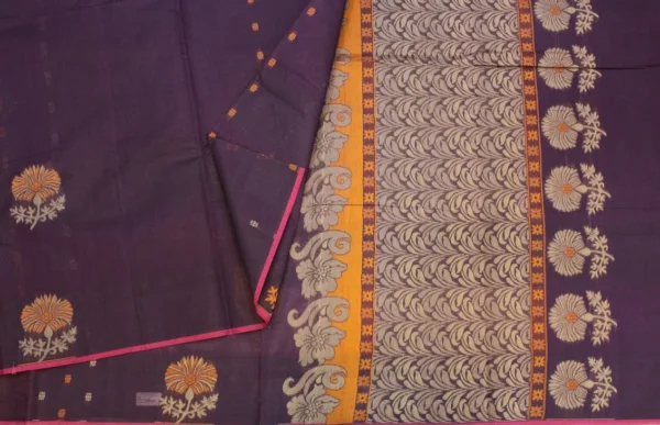 Pure Handloom Kovai Cotton Saree in Deep Royal Purple