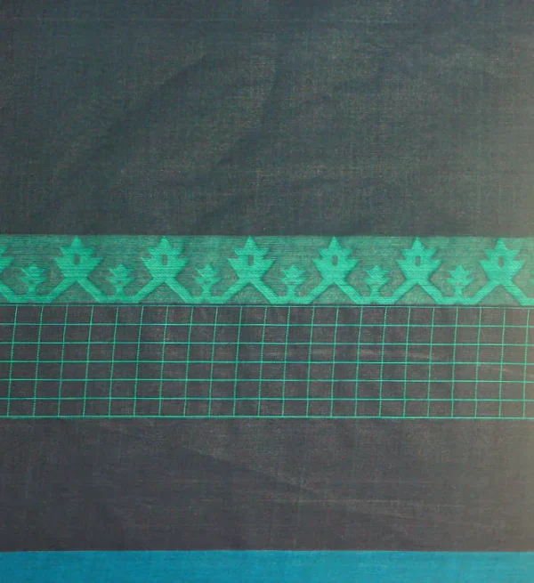 Pure Handloom Kovai Cotton Saree In Deep Teal Green