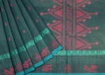 Pure Handloom Kovai Cotton Saree In Deep Teal Green