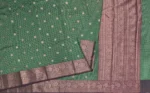 Semi Chanderi Saree In Forest Green Shade