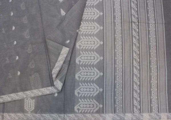 Pure Handloom Kovai Cotton Saree In Grey Shade