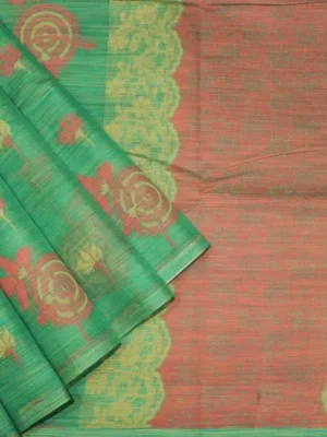 Pure Handloom Kovai Cotton Saree In Jade Green