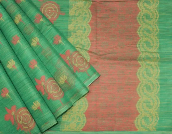 Pure Handloom Kovai Cotton Saree In Jade Green
