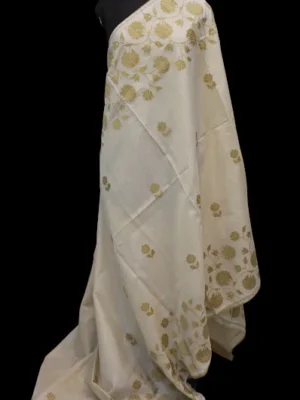 Ivory Kota Checks Saree Applique Work