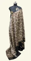 Light Cream Semi Tussar Saree With Jet Black