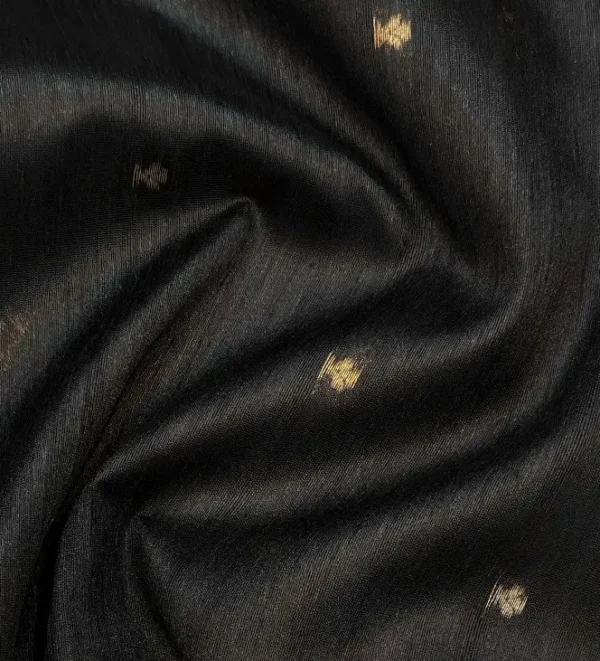 Light Cream Semi Tussar Saree With Jet Black