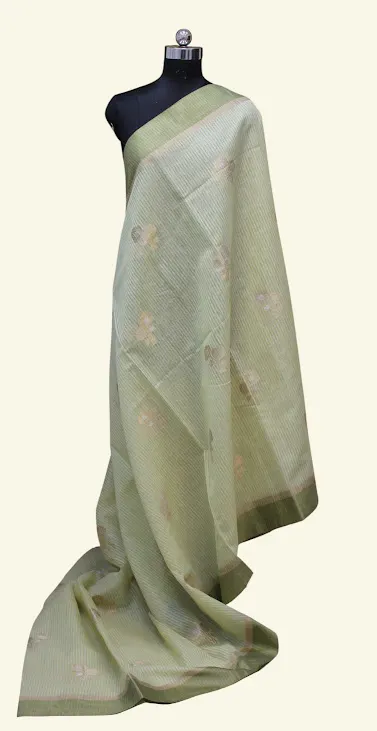 Light Pastel Green Semi Chanderi Saree
