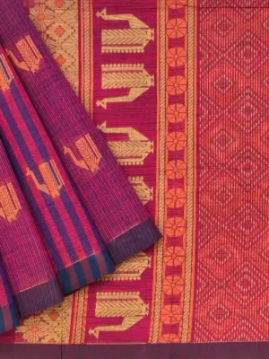 Pure Handloom Kovai Cotton Saree In Magenta Pink