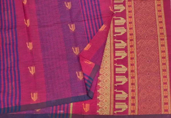 Pure Handloom Kovai Cotton Saree In Magenta Pink