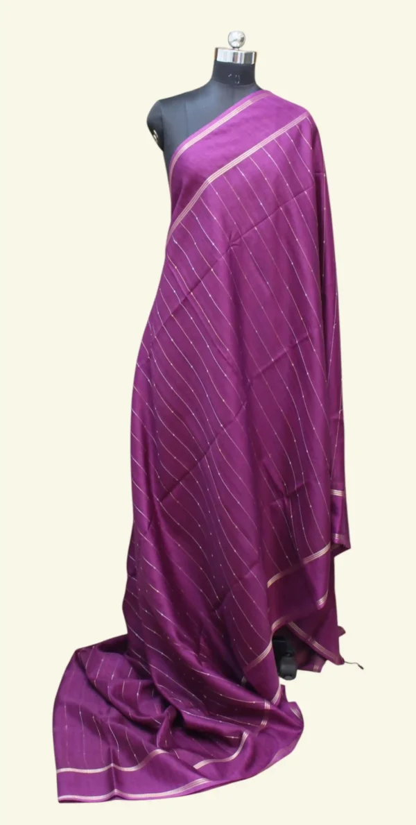Semi Tussar Saree In Magenta Purple