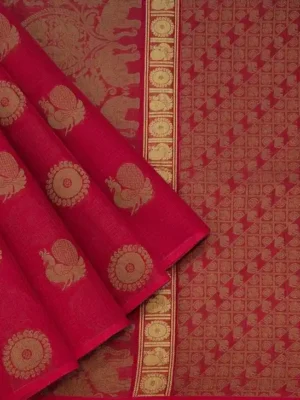 Pure Handloom Kovai Cotton Saree In Maroon Red