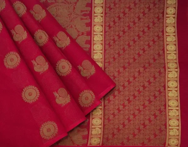 Pure Handloom Kovai Cotton Saree In Maroon Red