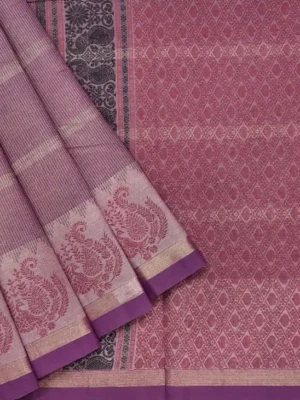 Pure Handloom Kovai Cotton Saree In Mauve And Dusty Pink