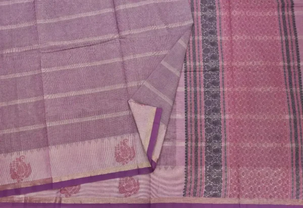 Pure Handloom Kovai Cotton Saree In Mauve And Dusty Pink