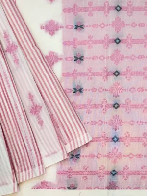 Pure Handloom Kovai Cotton Saree In Milky White