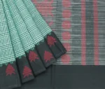 Pure Handloom Temple Cotton Saree In Mint Green