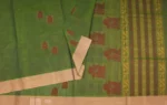 Pure Handloom Kovai Cotton Saree In Moss Green