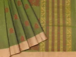 Pure Handloom Kovai Cotton Saree In Moss Green