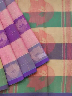 Pure Handloom Kovai Cotton Saree In Multi-Color Shade