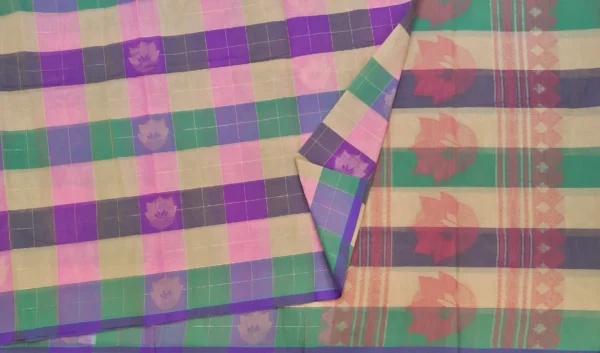 Pure Handloom Kovai Cotton Saree In Multi-Color Shade