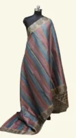 Semi Tussar Saree In Multi Colour With Rainbow Block Stripes