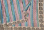 Semi Tussar Saree In Multi Colour With Rainbow Block Stripes