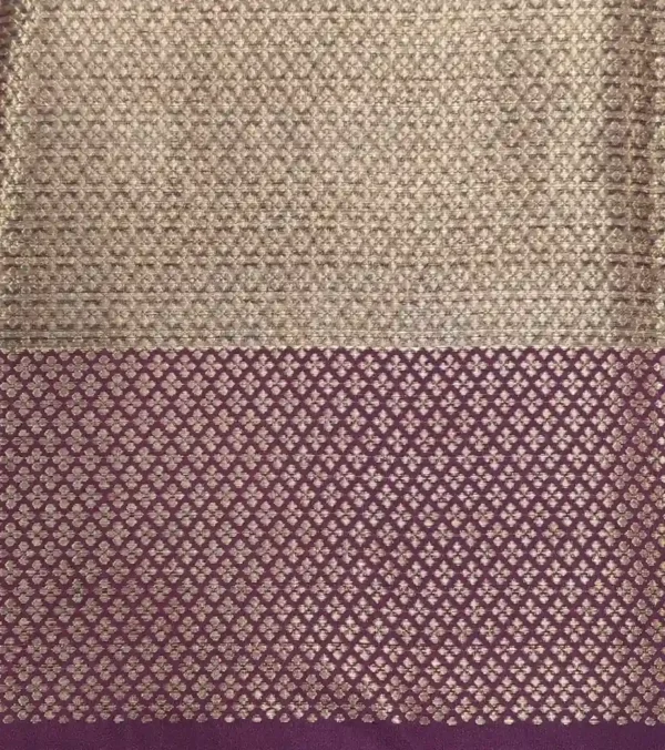Mustard Yellow Semi Chanderi Saree In Checks Pattern