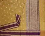 Mustard Yellow Semi Chanderi Saree In Checks Pattern