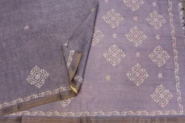 Muted Lavendar Tissue Linen Saree