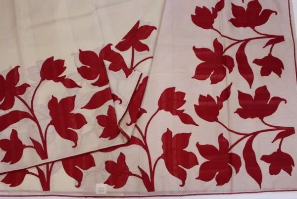 Off White Kota Checks Saree Applique Work