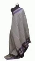 Off White Semi Chanderi Saree With Micro Checks