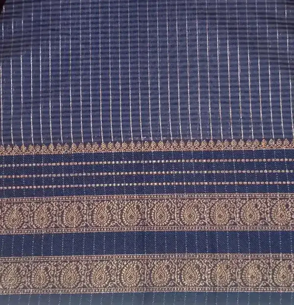 Off White Semi Chanderi Saree With Micro Checks