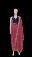 Ikkat Cotton Salwar Set In Onion Pink