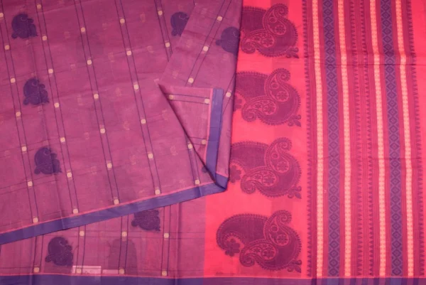 Pure Handloom Kovai Cotton Saree Orchid Purple-Pink