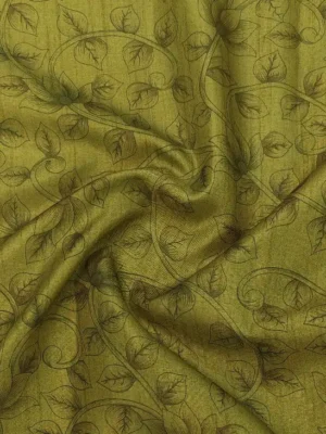 Parrot Green Tissue Linen Saree with CloseUp