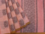 Pure Handloom Kovai Cotton Saree In Peach Pink