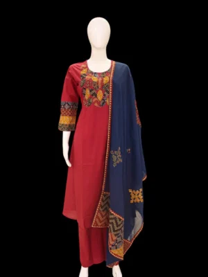 Rich Maroon Red Cotton Salwar Set