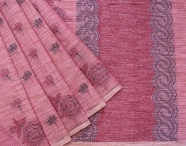 Pure Handloom Kovai Cotton Saree In Rosewood Pink