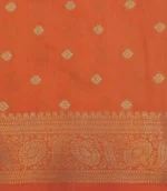 Semi Tussar Saree In Rust Orange With Golden Zari