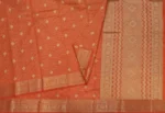 Semi Tussar Saree In Rust Orange With Golden Zari