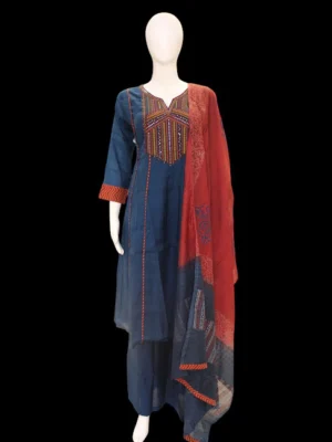 Deep Navy Blue Linen Cotton Salwar