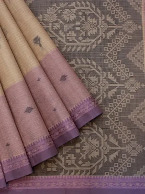 Pure Handloom Kovai Cotton Saree In Sandal Tone