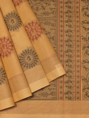 Pure Handloom Kovai Cotton Saree In Sandalwood