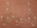 Rusty Terracotta Orange Tissue Linen Saree With Floral Embroidery