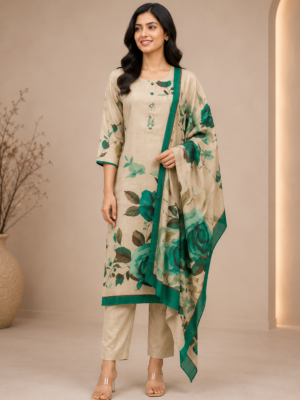 Cream White Cotton Salwar Set